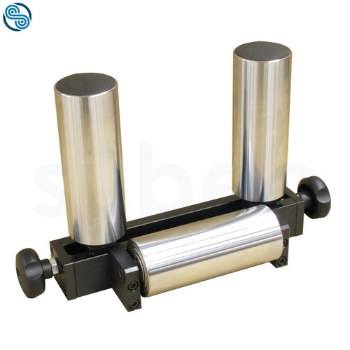 Adjustable Guide Rollers with 2 pcs, D60 L160, vert. Roller, Block 280, 1pcs. Horiz. D60 L150, divided shaft; crank on both sides