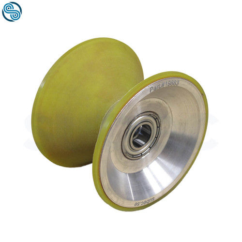 Pulley Ø90mm, PU85 SH.A; 90° V-groove, Incl. Bearings: 6002-2Z