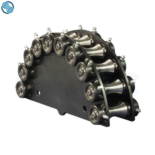 Roller Arc R150, 180°, 10 rollers steel Ø30mm, oblique position +/-13°