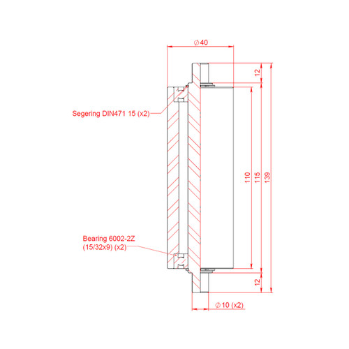 Roller, Horz., D40 L110, HRX for Roller Cross 3-300119-00