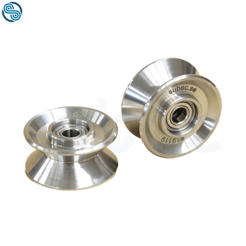 Guide Roller, SL50; ØD50, Ød9; B24; 90° V-groove b20; Stainless AISI 304; Incl bearings W619/9-2Z