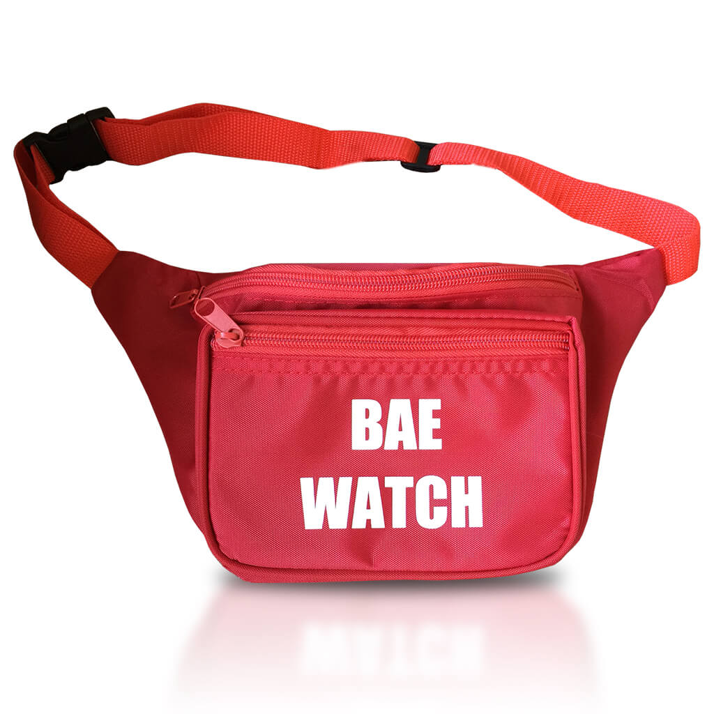 Bae Watch Fanny Pack | Red Lifeguard Fanny Pack 3 Pockets | Funny Fanny Packs