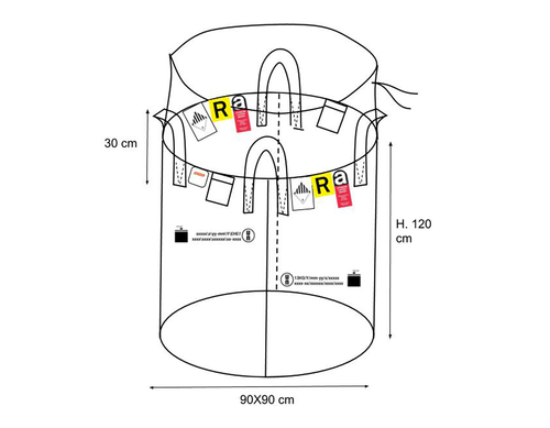 Big Bags cm 090x090 H120, 1500Kg, SF 6:1 (BBT47B)
