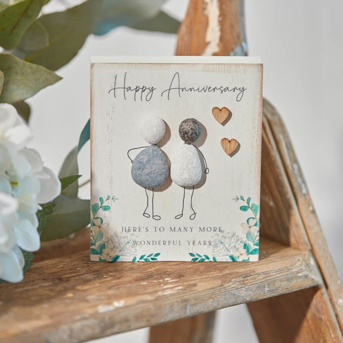 Decorative Love Hearts Wedding Anniversary Couple Pebble Picture Plaque  Cute Anniversary Gift For Wife Husband