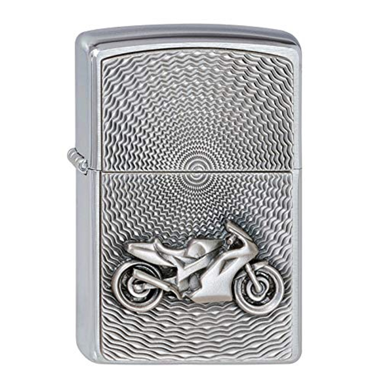 Personalised Embossed Motorcycle Design Brushed Chrome Genuine Zippo Lighter