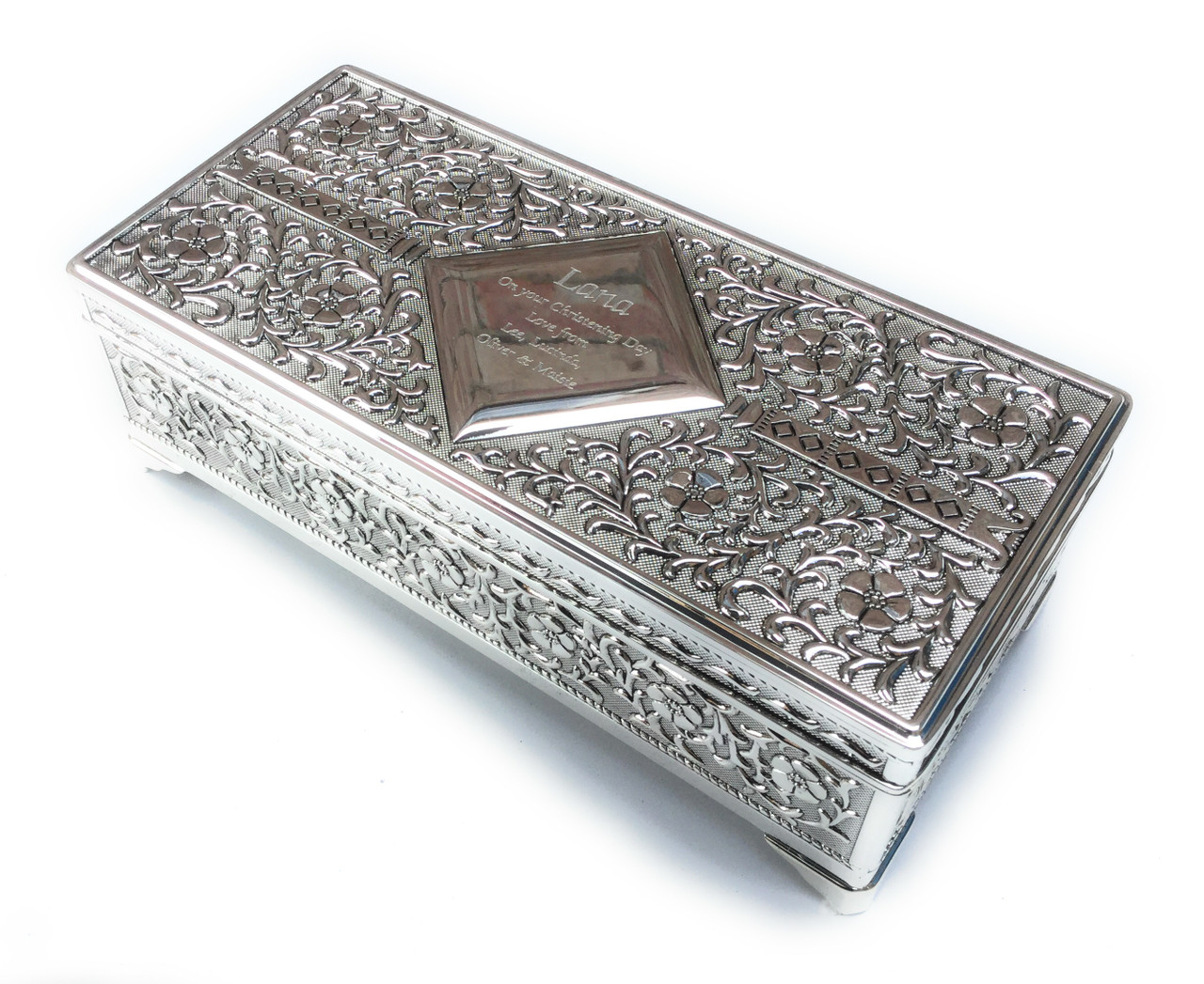 Personalised Silver Plated Antique Finish Trinket Box (Best Seller)