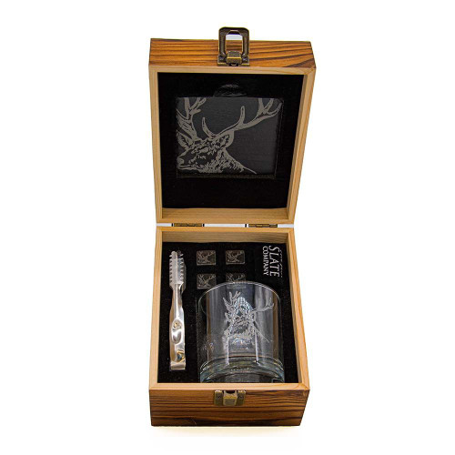 Stag Whisky Stones & Tumbler Glass Set – Includes Slate Mat, Serving Tool & Gift Pouch Stag Whisky Stones & Tumbler Glass Set – Includes Slate Mat, Serving Tool & Gift Pouch