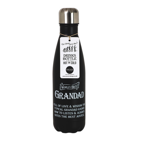 World's Best Grandad Black Thermal 500ML Water Bottle Flask
