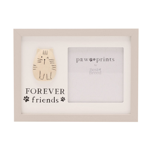 Pebble Cat Paw Print Forever Friends 4 " x 4" Hanging Picture Frame