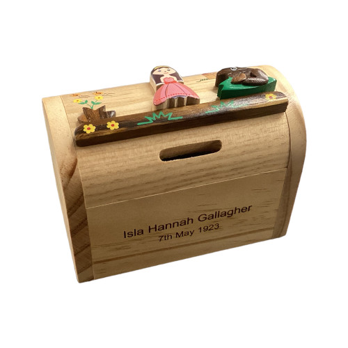 Personalised Childrens Wooden Princess Fairytale Design Money Box