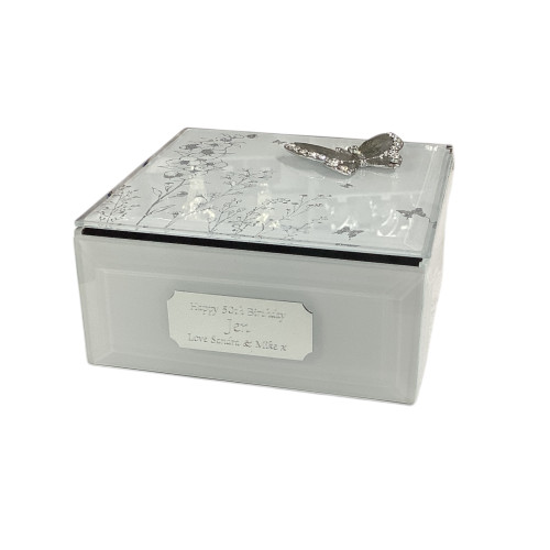 Personalised butterfly square trinket jewellery box