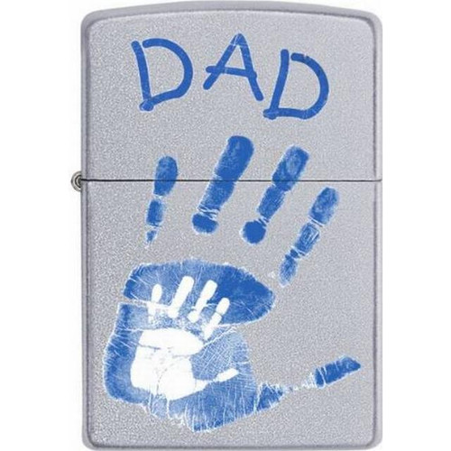 Personalised Dad Handprint Satin Chrome Genuine Zippo Lighter