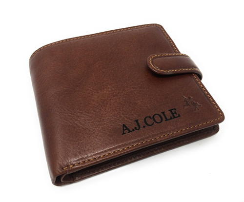 Personalised RFID Luxury Tan Arezzo Cash & Coin Leather Wallet (Best Seller)