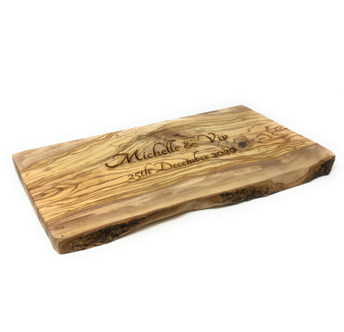 Personalised Olive Wood Rustic Chopping  Board  - 34cm