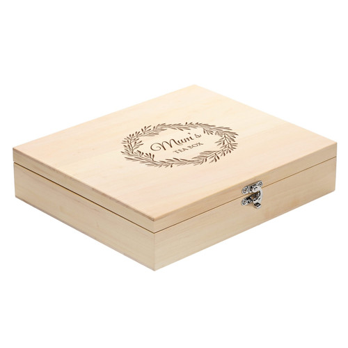 Personalised Luxury Solid Wooden Decorative 12 Compartment Tea Storage Box