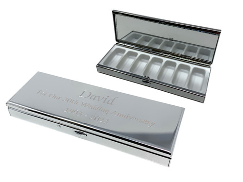 Personalised 7 Day Pill Box Organiser With Internal Mirror