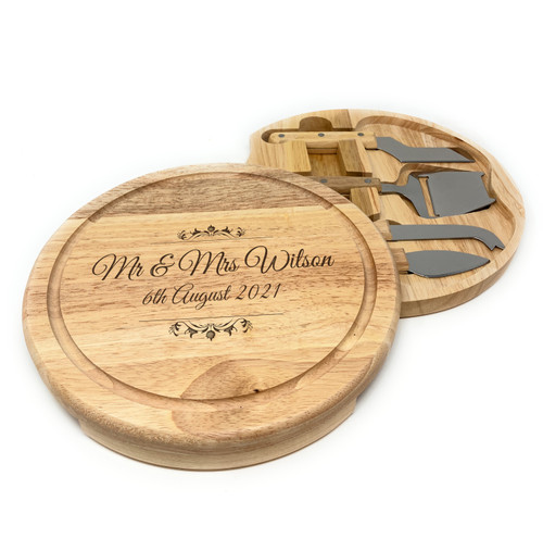 Personalised Large Cheese Board With Deluxe Servers Gift Set