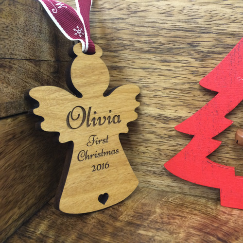 Personalised Baby's First Christmas Wooden Star Tree Decoration