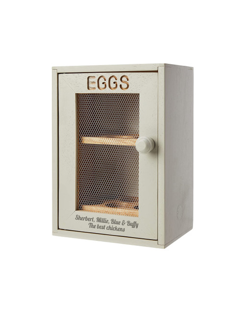 Personalised modern grey egg cabinet with engraved message