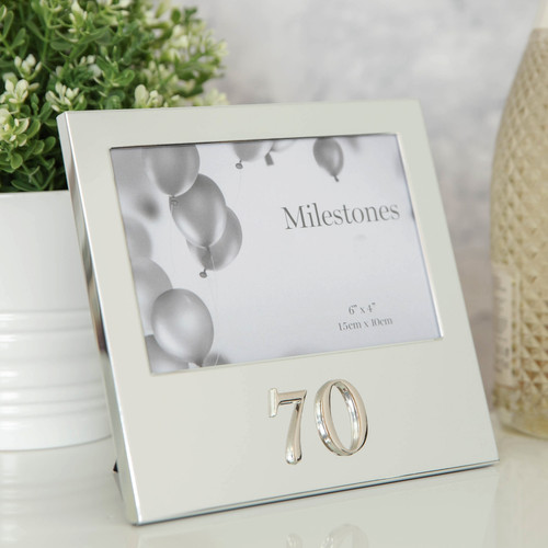 6" x 4" - 70TH  Milestone Birthday Picture Frame With 3D Number