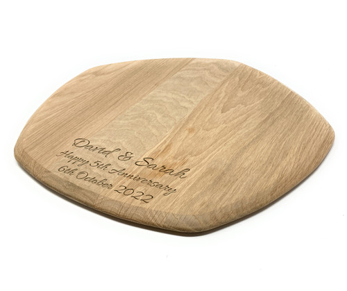 Personalised Large Natural Oak Pentagon Chopping Food Preperation Board