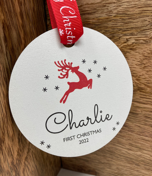 Personalised Large Printed Baby 1st Christmas Tree Decoration - Eco Friendly Range