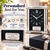 A rectangular silver-toned mantel clock with a black face, white Roman numerals, and silver hands. A silver plaque at the base is engraved with the text: Happy 50th Birthday Dad With Love Always Chloe & James.  There is a close up image of personalised message plaque with heading personalised for you.