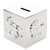 A silver cube animal children's money bank. Cute 3D animals and teddy design on each side. Customised personalised message of your choosing above and below the money slot on top.