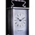 A silver plated carriage clock with easy to read roman numerials. Customised engraved message plate on top. Easy comfortable grip handle