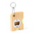 Rear view of personalised bamboo spirit level and bottle opener keychain. Close up image of   bottle opener and and keychain