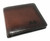 Close-up view of personalised engraving on RFID Burnished Tan Leather Cash & Card Wallet