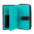 Interior of Aqua & black Visconti personalised leather purse with engraving - RFID blocking cash and coin wallet