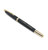 A customised rollerball pen gift set. Pen has a shiny black finish with gold plated parts and pocket clip. Customised text on pen. Supplied in luxury presentation gift box.