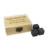 Engraved whisky stones with black pouch and pine wood box