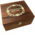 A whisky stones handmade rustic gift set. Wooden presentation box with clasp and customised text on lid. Supplied with glass tumbler and whisky cooling stones