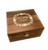 A whisky stones handmade rustic gift set. Wooden presentation box with clasp and customised text on lid. Supplied with glass tumbler and whisky cooling stones