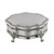 Personalised silver trinket box with ornate scalloped detailing with lion head feet