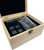Engraved whiskey glass with chilling stones and wooden case