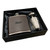 Personalised Dark Brown Leather 6oz Hip Flask Gift Set