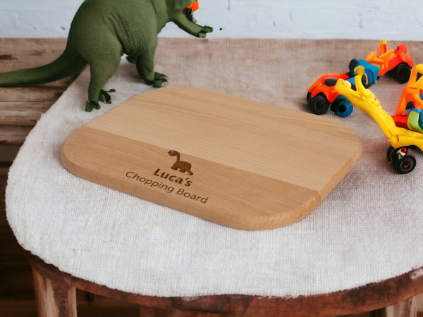 Personalised Compact Dinosaur Children's Lightweight FSC Wood Chopping Board