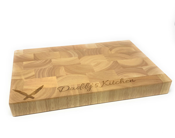 Personalised T &G Thick Heveawood Chopping Board - Chef Knives Design                  Design (BestSeller)