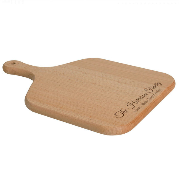 Personalised 33CM Handled Oiled FSC Beech Wood Serving Food Prep Board