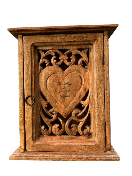 Personalised Rustic Wooden Heart Fretwork Key Cabinet