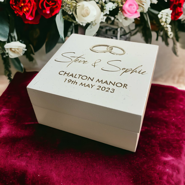 Personalised White Cushioned Ring Box