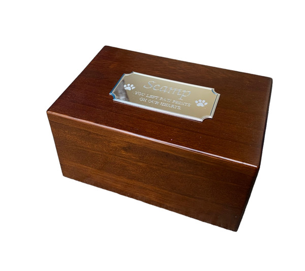 Personalised Small Teak Pet Memorial Rememberance Ashes Urn Cremation Casket