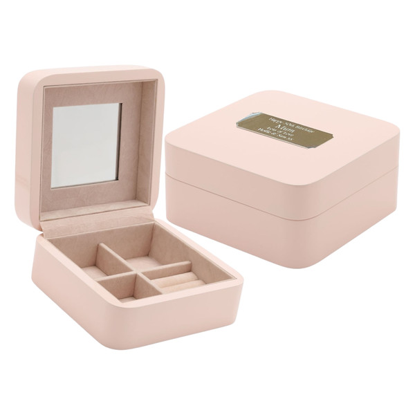 Personalised Pink Retro Small Wooden Jewellery Box