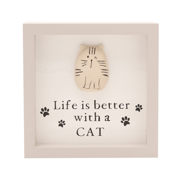 Pebble Cat Paw Print Pet Wall Hanging Plaque - Cat Kitten Animal Lover Gift