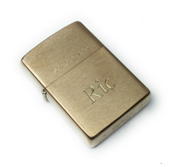 Genuine Zippo lighter high brushed brass finish with engraved message