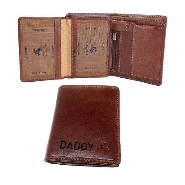 Personalised Luxury Cash & Coin Tan Leather Wallet - Engraved With A Name Or Initials