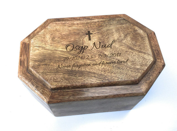 Personalised Laser Engraved Mango Wood Ashes Casket - Large